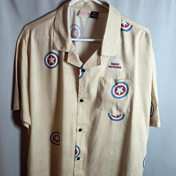 Captain America Marvel Shirt Men’s Short Sleeve Button Down Collar Size XL/TG/EG - Picture 2 of 13
